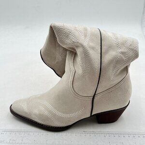 Women's Rocky Western boot with stitch detailing White Suede Boots